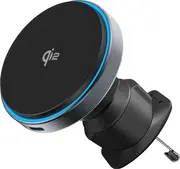 Автомобільний тримач з Бездротовим ЗП Proove Titanium Circle Qi2 15W  (Black)