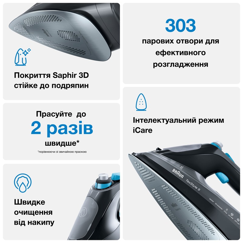 Праска BRAUN SI9188EBK 0127404006 - фото - №3