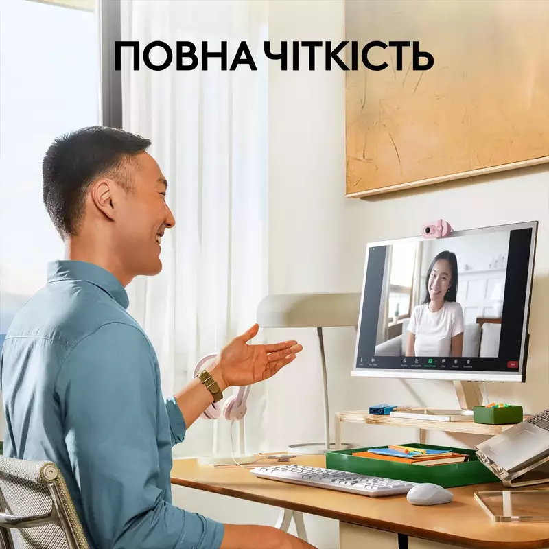 Веб камера Logitech Brio 100 Full HD (Rose) 960-001623 - фото - №1
