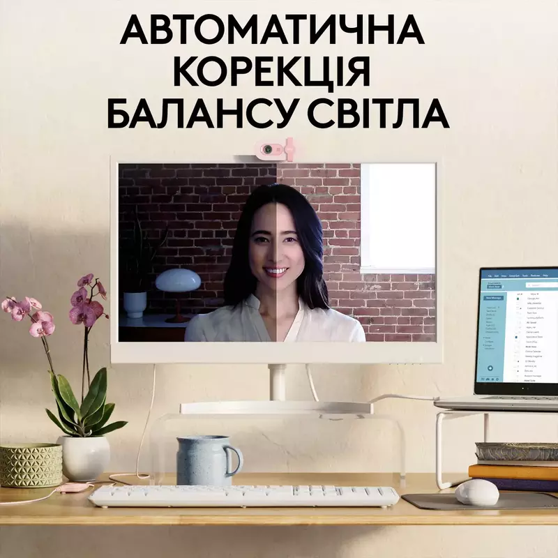 Веб камера Logitech Brio 100 Full HD (Rose) 960-001623 - фото - №2