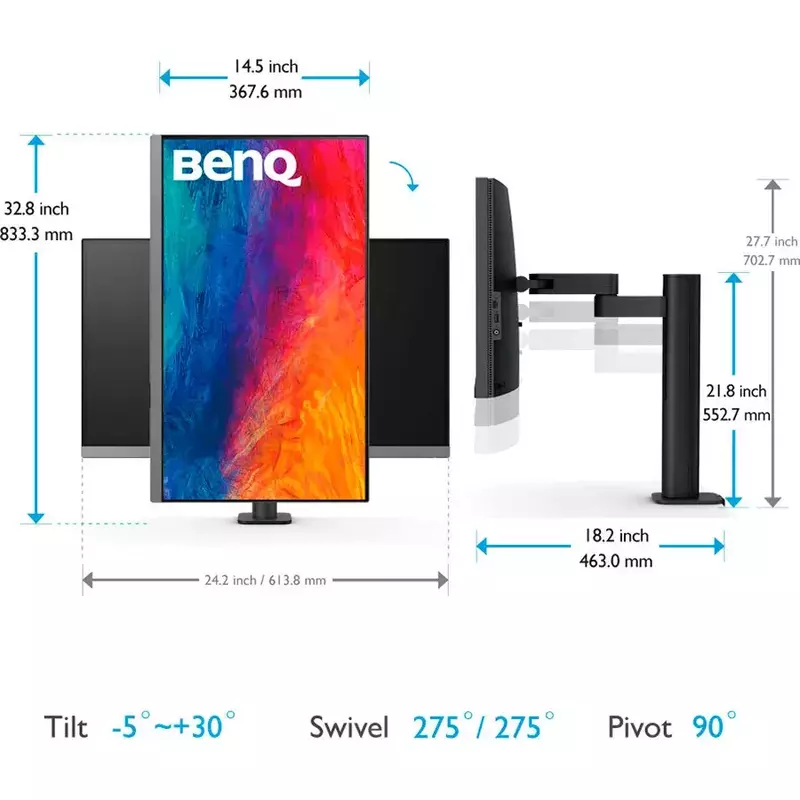 Монітор BenQ 27" PD2706UA (9H.LLKLB.QBE) - фото - №7