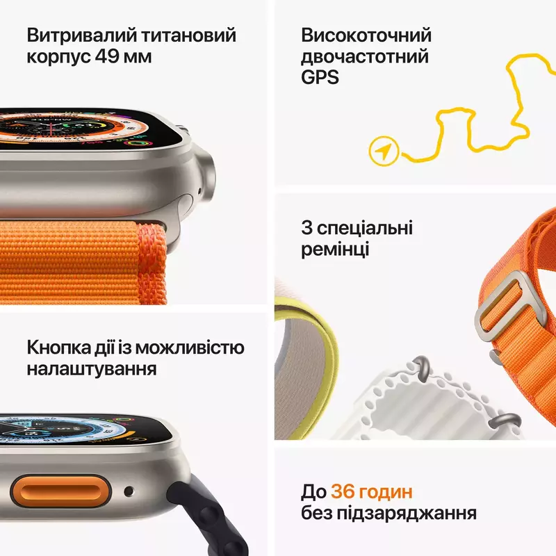 Apple Watch ULTRA 49mm Titanium Case with Starlight Alpine Loop (Medium) MQFR3UL/A - фото - №6
