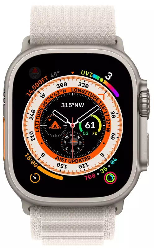 Apple Watch ULTRA 49mm Titanium Case with Starlight Alpine Loop (Medium) MQFR3UL/A - фото - №1