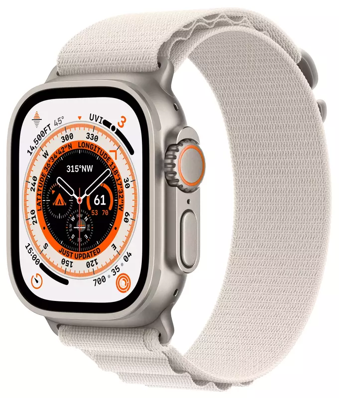 Apple Watch ULTRA 49mm Titanium Case with Starlight Alpine Loop (Medium) MQFR3UL/A - фото - №0