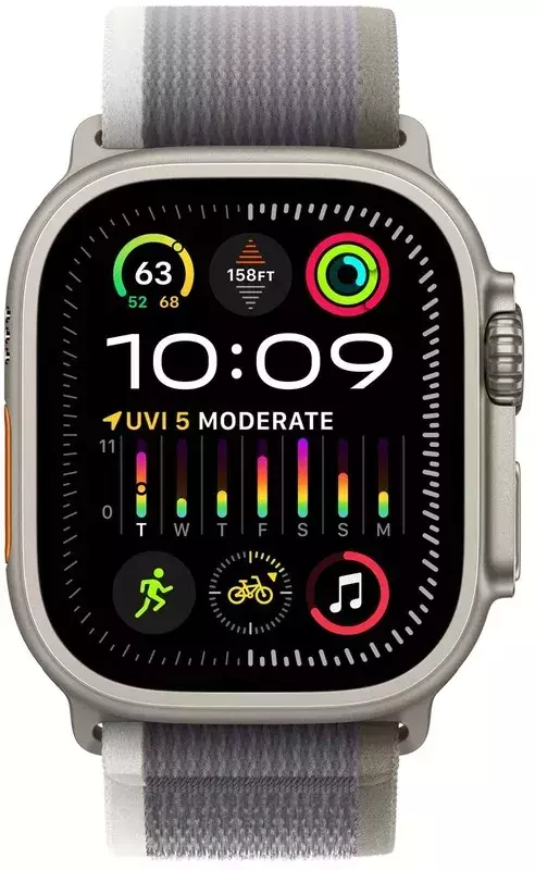 Apple Watch ULTRA 2 49mm Titanium Case with Green/Gray Trail Loop (M/L) - фото - №1