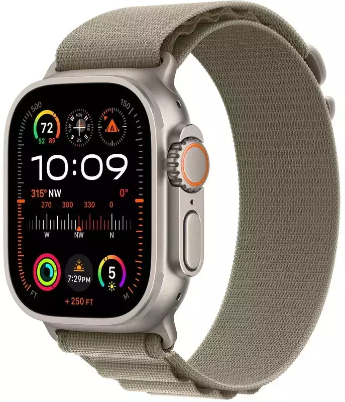 Apple Watch ULTRA 2 49mm Titanium Case with Olive Alpine Loop (Small) - фото - №0