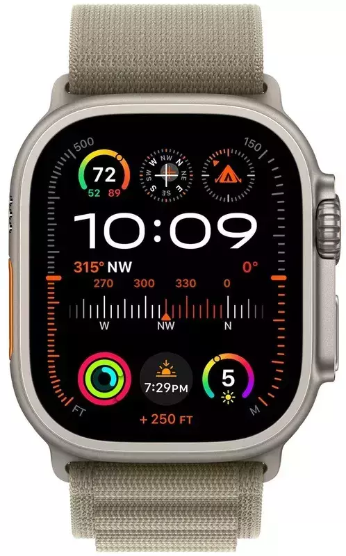 Apple Watch ULTRA 2 49mm Titanium Case with Olive Alpine Loop (Small) - фото - №1