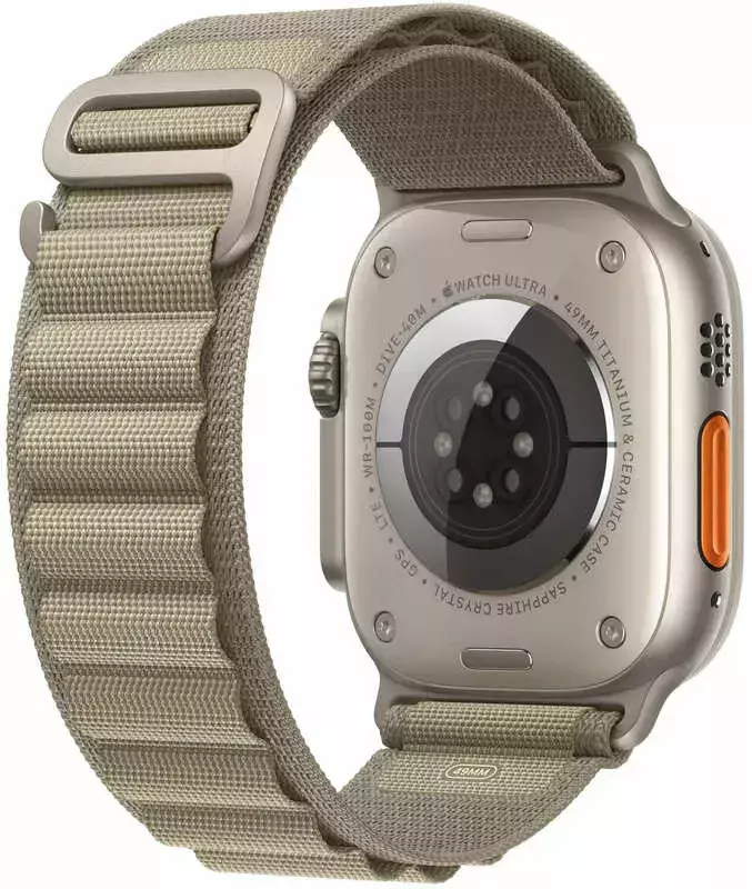 Apple Watch ULTRA 2 49mm Titanium Case with Olive Alpine Loop (Small) - фото - №2