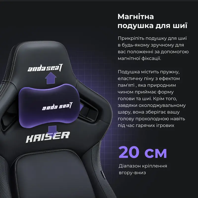 Ігрове крісло Anda Seat Kaiser 4 Size L Black Premium PVC - фото - №14