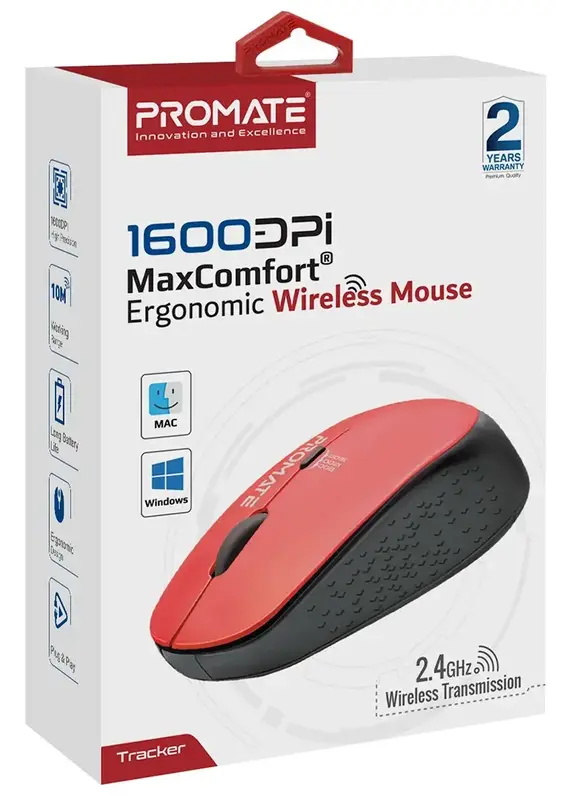 Миша Promate Tracker Wireless Red (tracker.red) - фото - №5