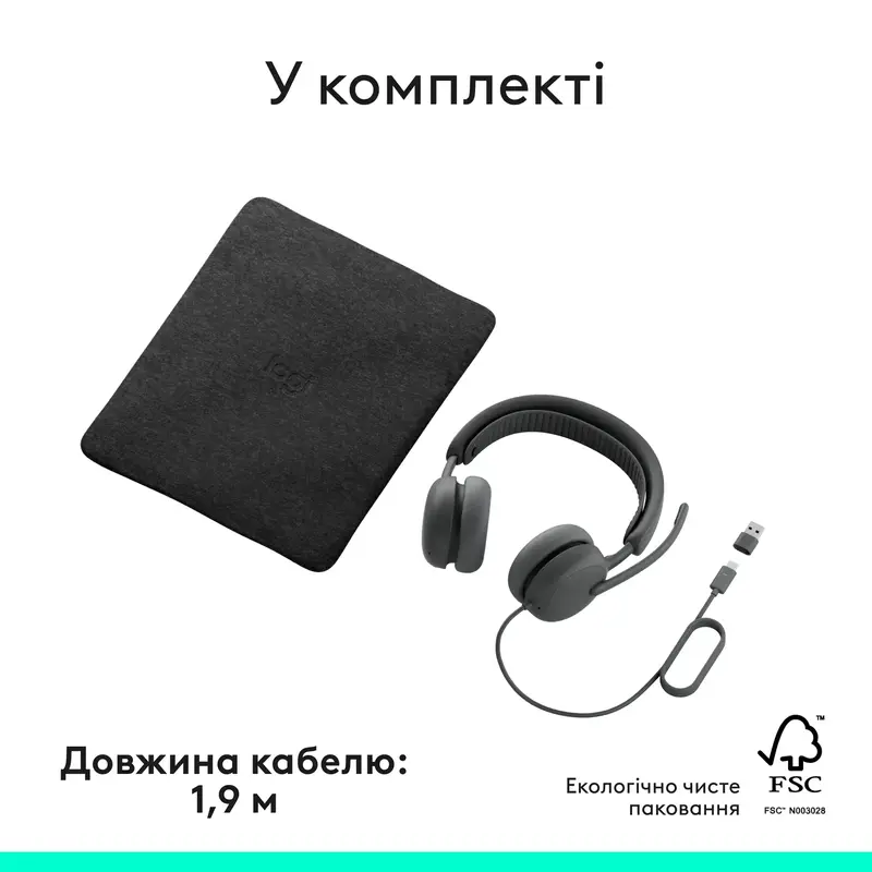 Гарнітура Logitech Zone Wired 2 Headset графіт - фото - №9