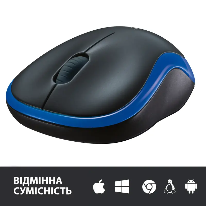 Миша Logitech бездротова (M185) blue - фото - №4