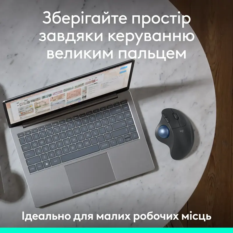Миша Logitech бездротова MX Ergo S (M575S) graphite-blue - фото - №7
