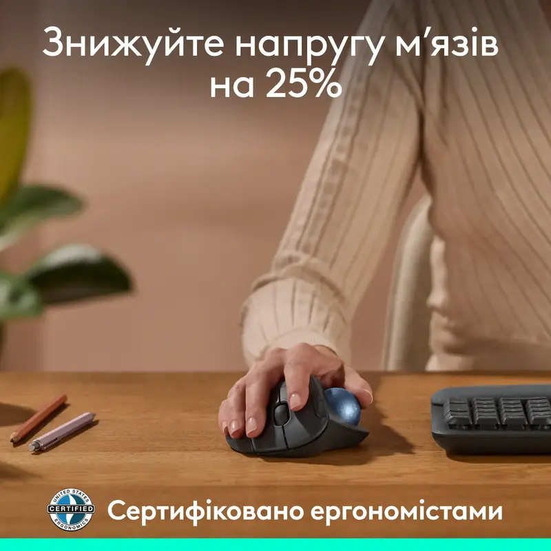 Миша Logitech бездротова MX Ergo S (M575S) graphite-blue - фото - №3