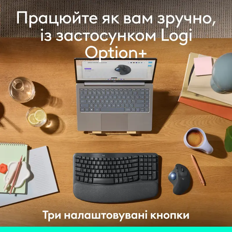 Миша Logitech бездротова MX Ergo S (M575S) graphite-blue - фото - №4
