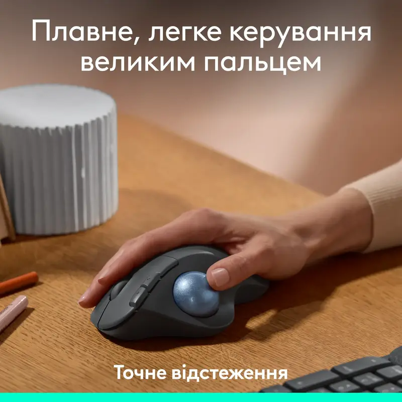 Миша Logitech бездротова MX Ergo S (M575S) graphite-blue - фото - №1