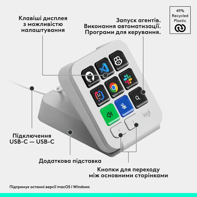 Програмована консоль Logitech MX Keypad USB Pale Grey (920-013892) - фото - №1