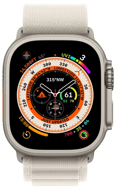 Apple Watch ULTRA 49mm Titanium Case with Starlight Alpine Loop (Large) MQFT3UL/A - фото - №1